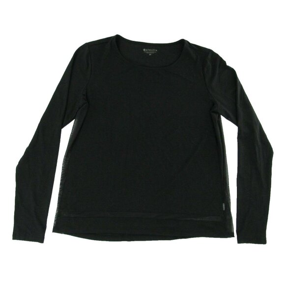 Athleta Womens Vented Workout Top ST Black Long Sleeve - Picture 1 of 6